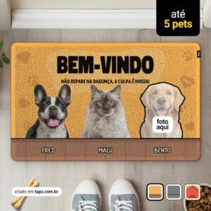 Tapete Capacho Pet Personalizado com Foto Antiderrapante - 80x50cm, Classic