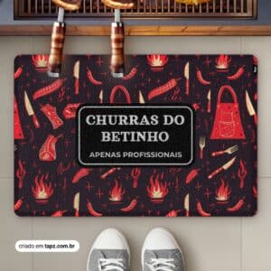 Tapete Capacho Churrasqueira Personalizado Antiderrapante - 60x40cm, BBQ