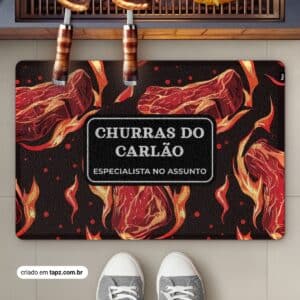 Tapete Capacho Churrasqueira Personalizado Antiderrapante - 60x40cm, Beef