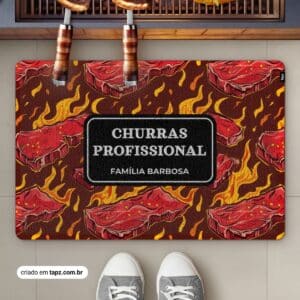Tapete Capacho Churrasqueira Personalizado Antiderrapante - 60x40cm, Fire