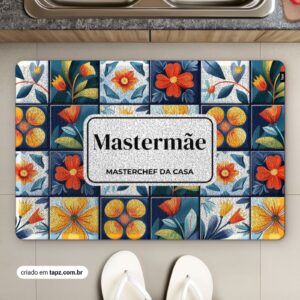 Tapete Capacho Kitchen Personalizado Antiderrapante - 60x40cm, Floral