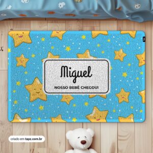 Tapete Capacho Kids Infantil Personalizado Antiderrapante - 60x40cm, Estrelas