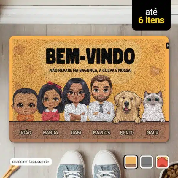 Tapete Capacho Pet e Humanos Personalizado Antiderrapante Tapz
