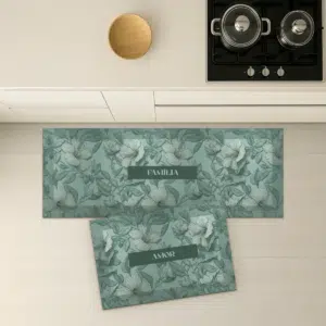 Passadeira Absorvente Floral Antiderrapante Personalizada - kit, Hibiscus Green