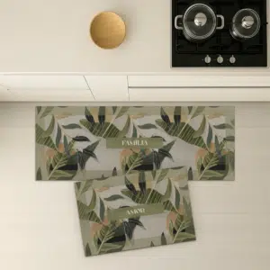 Passadeira Absorvente Floral Antiderrapante Personalizada - kit, Tropical Palms