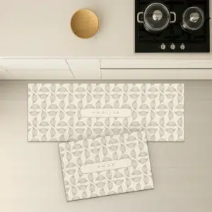 Passadeira Absorvente Mosaic Antiderrapante Personalizada - kit, Bege Nuvem
